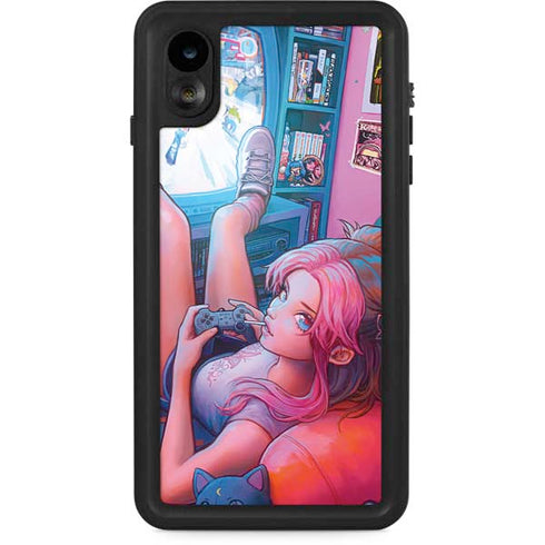 Pink Hair Anime Gamer Girl by Ivy Dolamore iPhone Cases